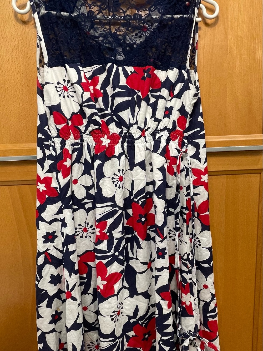 Navy, White & Red Floral Lace Bodice Sundress XXL